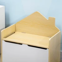 HOMCOM Baúl de Juguetes para Niños de +18 Meses Banco Infantil de Madera con Tapa y Respaldo Alto 62,5x34x61,5 cm Blanco(m-9)
