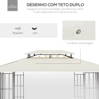 Outsunny Toldo de Substituição 4x3m para Pérgola de Jardim 2 Níveis Respirável com 8 Orifícios de Drenagem Cobertura Superior de Substituição para Pérgola Exterior Bege(m-5)
