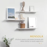 HOMCOM Mobile TV Moderno con Armadietto e Mensola a Muro in Legno, Bianco(m-6)