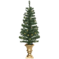 HOMCOM Pom de Craciun artificial inalt de 120cm cu ramuri realiste, 60 de lumini LED si 140 de varfuri, decor de Craciun, verde(m-11)