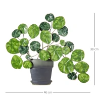 HOMCOM Decoración de Pared de Metal 3D de Planta con Maceta Adorno de Pared Metálico para Salón 46x38 cm Verde y Negro(m-3)