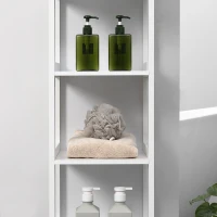 kleankin Estante para Casa de Banho de 5 Níveis Móvel Auxiliar de Armazenamento Anti-Tombamento 30x30x140cm Branco(m-6)