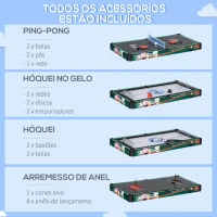 HOMCOM Mesa de Jogos 6 em 1 Dobrável Bilhar Matraquilho Ping Pong Lançamento de Anéis Hóquei com Bastão e Hóquei com Discos 118x104x71cm Multicor(m-7)