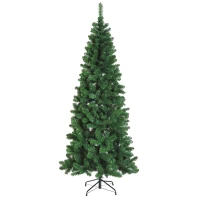 HOMCOM Árvore de Natal Artificial 210cm Ignífugo com 631 Ramos de PVC e Suporte de Metal Decoração de Natal para Interiores Verde(m-9)