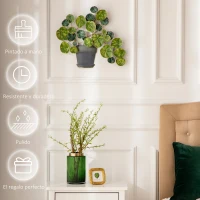 HOMCOM Decoración de Pared de Metal 3D de Planta con Maceta Adorno de Pared Metálico para Salón 46x38 cm Verde y Negro(m-6)
