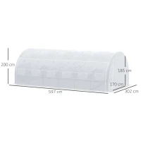 Outsunny Estufa Tipo Túnel de Jardim 6x3x2m com Porta Enrolável 12 Janelas Cobertura de PE 140g/m² e Metal Galvanizado para Cultivos de Plantas Verduras Branco(m-3)