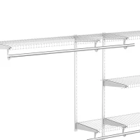 HOMCOM Set Appendiabiti a Muro con 5 Mensole e 3 Barre per Cabina Armadio Salvaspazio, Bianco(m-8)