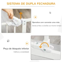 PawHut Barreira de Segurança para Cães Animais de Estimação 74-80cm para Escadas Portas e Corredor com Porta com Fechamento Automático e Sistema de Duplo Bloqueio Altura 76,2cm Branco(m-5)