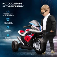 HOMCOM Mota Elétrica BMW HP4 pcom Música USB Velocidade 2,5km/h Avance e Retrocesso 82,5x42x54cm Vermelha(m-8)