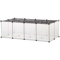 PawHut Recinto per Criceti e Roditori Modulabile con Accessori Montaggio, Resina e Acciaio, 140x70x45cm(m-11)