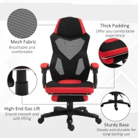 Vinsetto Ergonomic Office Chair Recliner w/footrest Red(m-7)