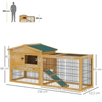 PawHut Solid Wood Rabbit Hutch Pet House Outdoor Water-Resistant W/ Ramp Openable Roof(m-3)