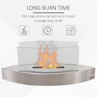 HOMCOM Fireplace Ethanol Fireplace Ventless Real Flame 0.6L Burner(m-5)
