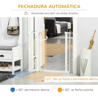 PawHut Barreira de Segurança para Cães Animais de Estimação 74-80cm para Escadas Portas e Corredor com Porta com Fechamento Automático e Sistema de Duplo Bloqueio Altura 76,2cm Branco(m-4)