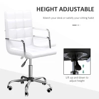 Vinsetto Mid-Back Desk Chair PU Leather White(m-4)