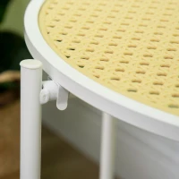 HOMCOM Mesa de Apoio com Prateleira de Vime Plástico Bandeja Removível e Alça Portátil 43,5x42,5x60cm Branco(m-9)