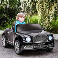 HOMCOM Carro Elétrico Bentley Mulsanne 12V com 2 Motores Farol Buzina Música USB e Abertura de Portas 3-5km/h 120x71x48cm Preto(m-2)