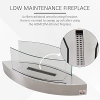 HOMCOM Fireplace Ethanol Fireplace Ventless Real Flame 0.6L Burner(m-4)