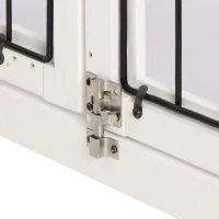 PawHut Gaiola para Cães de Madeira com Superfície de Mesa 2 Portas e Grades de Metal 81x58,5x66cm Branco(m-8)