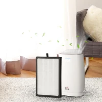 HOMCOM Filtro de Substituição HEPA H13 para Purificador de Ar com Função de Eliminar Virus Poeira e Alérgenos Filtro de Carvão Ativo para Utilização por 6 Meses 35,5x23,9x3,8cm Branco(m-8)