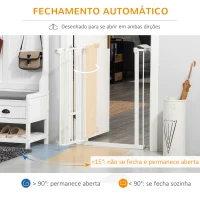 PawHut Barreira de Segurança para Cães Animais de Estimação 74-80cm para Escadas Portas e Corredores com Porta para Gatos Fechamento Automático e Sistema de Duplo Bloqueio Altura 91,4cm Branco(m-8)