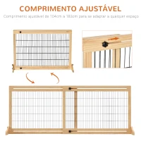 PawHut Barreira de Segurança para Cães de Madeira Extensível com Pés de Suporte Barreira de Proteção para Animais de Estimação para Portas Escada Corredor 104-183x36x69cm Natural(m-4)