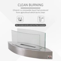 HOMCOM Fireplace Ethanol Fireplace Ventless Real Flame 0.6L Burner(m-6)