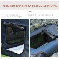 PawHut Transportadora para animais de estimação Portátil e Transpirável Dobrável com Almofada 3 Portas e Janela de Malha 2 Bolsos 60x41,5x41cm Azul Escuro(m-5)