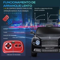 HOMCOM Carro Elétrico Bentley Mulsanne 12V com 2 Motores Farol Buzina Música USB e Abertura de Portas 3-5km/h 120x71x48cm Preto(m-6)