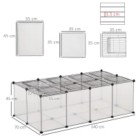 PawHut Recinto per Criceti e Roditori Modulabile con Accessori Montaggio, Resina e Acciaio, 140x70x45cm(m-3)
