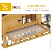 PawHut Solid Wood Rabbit Hutch Pet House Outdoor Water-Resistant W/ Ramp Openable Roof(m-6)
