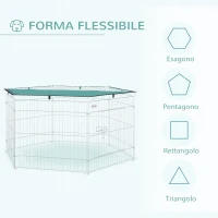 PawHut Recinto Pieghevole per Cani e Cuccioli in Filo Metallico Ø120x60 cm con Copertura in Poliestere Impermeabile(m-4)