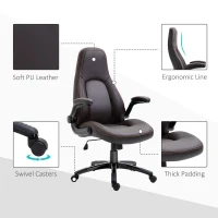 Vinsetto Computer Gaming Chair, PU Leather Office Chair, Swivel Desk Chair with Adjustable Arms and Height, Padded Armrest and Seat, Rolling Wheels, Coffee(m-6)