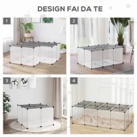 PawHut Recinto per Criceti e Roditori Modulabile con Accessori Montaggio, Resina e Acciaio, 140x70x45cm(m-5)