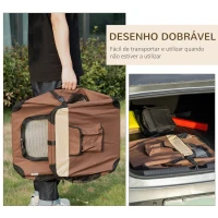 PawHut Transportadora para Cães e Gatos Bolsa de Transporte Animais de Estimação Dobrável com Almofada Suave 60x41x41cm Marrom(m-6)