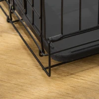 PawHut Gabbia per Animali Domestici Trasportino per Cani e Gatti Pieghevole in Acciaio Doppia Apertura, 76x46x52cm, Nero(m-9)