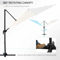 Outsunny Umbrela de Gradina Descentralizata, Unghi Reglabil 360 ° Rotativa in Poliester, Alb Crem, Φ294x248cm(m-5)