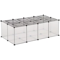 PawHut Recinto per Criceti e Roditori Modulabile con Accessori Montaggio, Resina e Acciaio, 140x70x45cm(m-1)