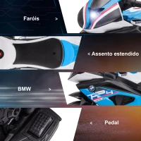 HOMCOM Mota Elétrica BMW HP4 com Música USB Velocidade 2,5km/h Avance e Retrocesso 82,5x42x54cm Vermelha(m-7)