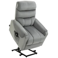 HOMCOM Poltrona de Massagem Relax Poltrona Levanta Pessoas com Reclinação Elétrica em até 135° com Controle Remoto e 8 Zonas de Massagem Estofado em Veludo e Acolchoada 79x97x103cm Cinza(m-1)