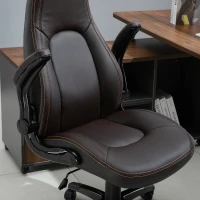 Vinsetto Computer Gaming Chair, PU Leather Office Chair, Swivel Desk Chair with Adjustable Arms and Height, Padded Armrest and Seat, Rolling Wheels, Coffee(m-9)