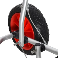 HOMCOM Kayak Cart Aluminum Boat Canoe Carrier Dolly Trolley Transport Trailer with Airless Beach Tires for Sand 75L x 43D x 46H cm(m-9)