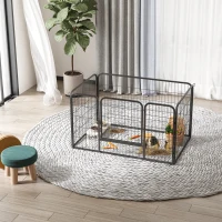 PawHut Heavy Duty Dog Pet Puppy Metal Playpen Play Pen Rabbit Pig Hutch Run Enclosure Foldable Black Large, 125 x 80 x 70 cm(m-2)
