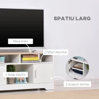 Homcom Mobilier TV 42” – Alb & Lemn Natural, Design Compact 105×52 cm(m-5)