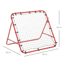 HOMCOM Rede de Rebote de Metal Rede de Rebote com Ângulo Ajustável e 20 Cordas Elásticas para Treinamento de Futebol Tenis Beisebol Desportes 96x80x96cm Vermelho(m-3)