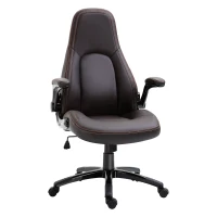 Vinsetto Computer Gaming Chair, PU Leather Office Chair, Swivel Desk Chair with Adjustable Arms and Height, Padded Armrest and Seat, Rolling Wheels, Coffee(m-1)