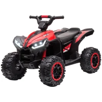 HOMCOM  ATV 12V pentru copii cu cauciucuri late, masina, faruri LED, claxon, muzica, pentru 3-5 ani, rosu(m-13)
