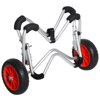 HOMCOM Kayak Cart Aluminum Boat Canoe Carrier Dolly Trolley Transport Trailer with Airless Beach Tires for Sand 75L x 43D x 46H cm(m-11)