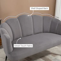 HOMCOM Canapea 132 cm – Catifea Gri pentru Dormitor sau Spatii Mici(m-4)
