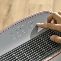 HOMCOM Purificador de Ar com Filtro HEPA de 3 Capas CADR 220 m³/h até 28 m³ Purificador de Ar com Ecrã LED 4 Velocidades Temporizador Modo Noturno e Silencioso 30x17x53cm Branco(m-8)